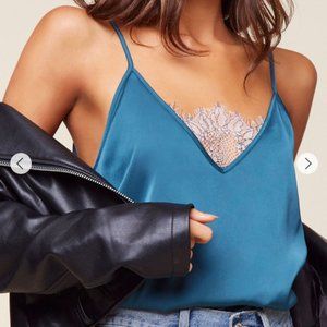 Satin Lace-Trim Cami